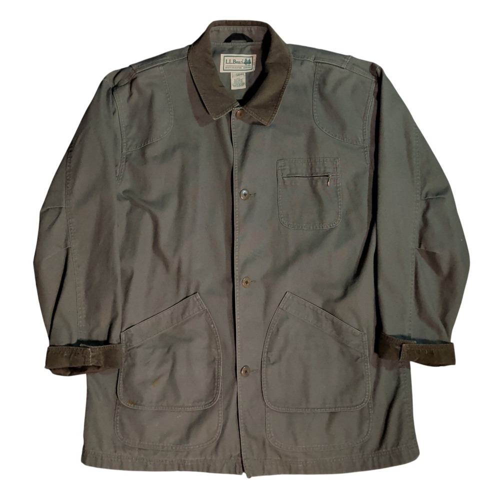 Vintage LL Bean Barn Jacket Mens Size 2XLT Tall Canvas Chore Coat Green 187060